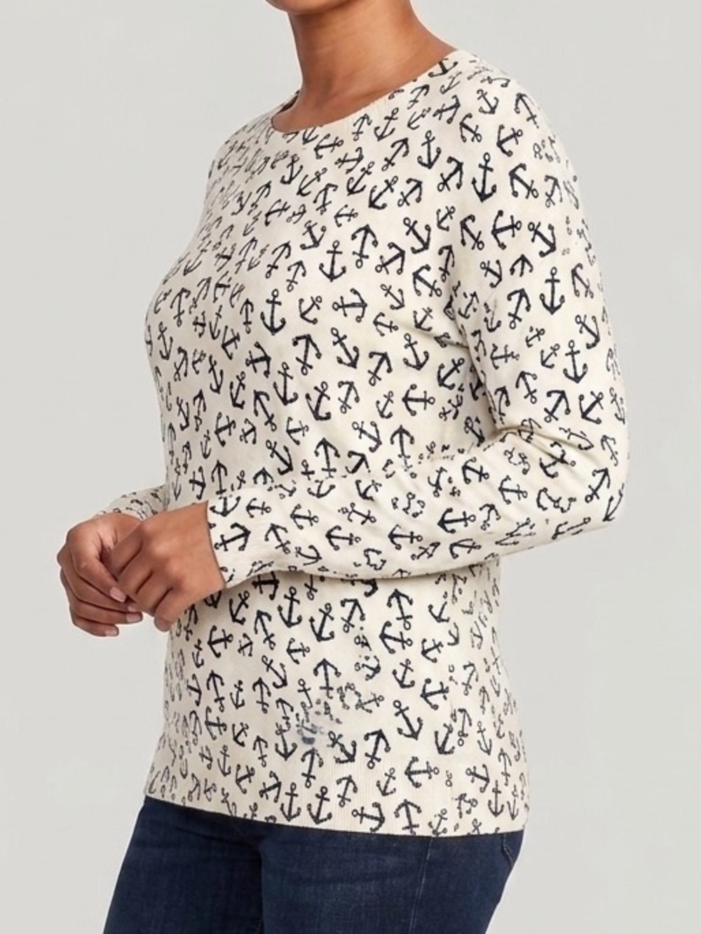 Old Navy Cream with Blue Anchors Sweater